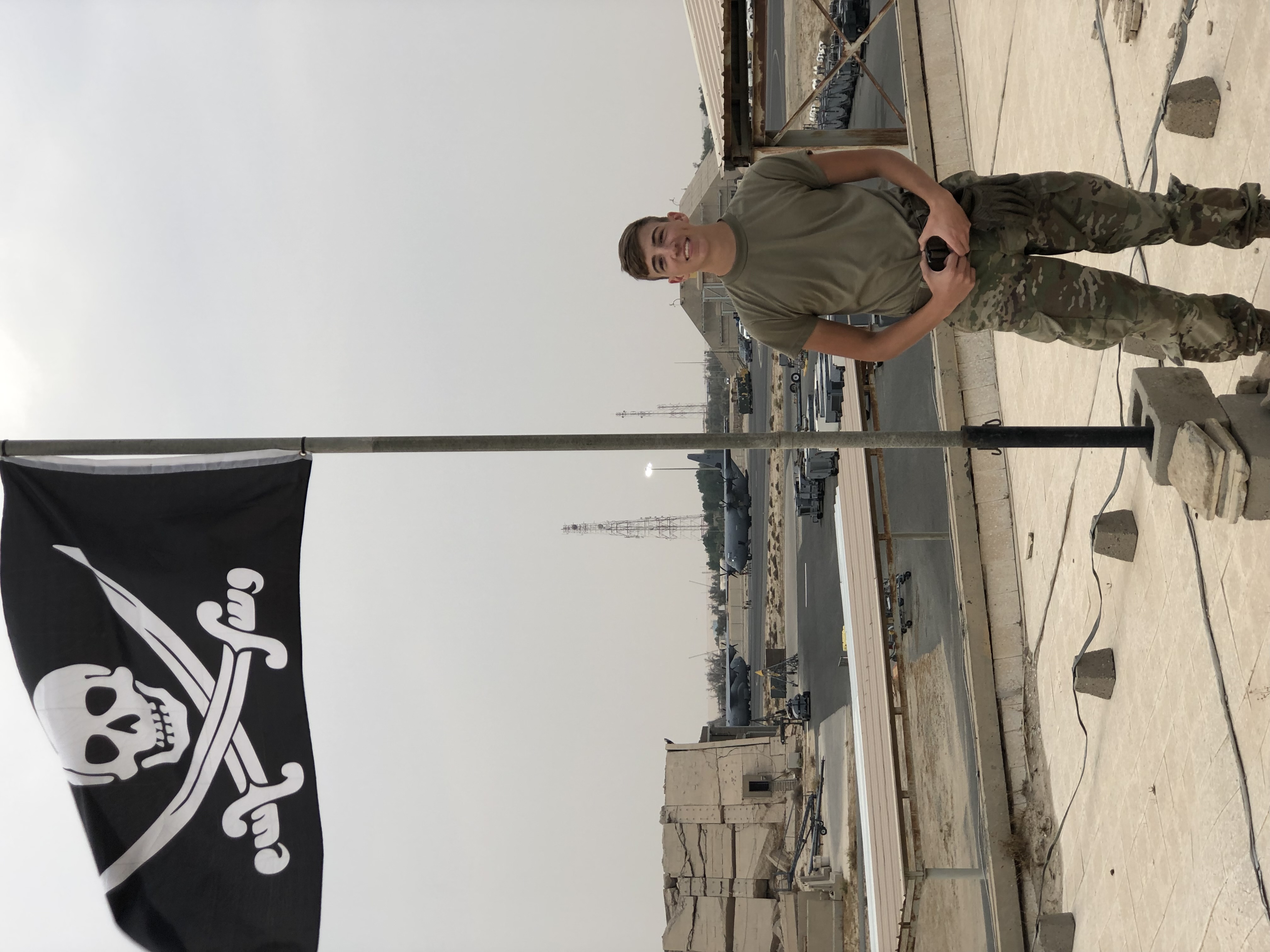 Parker McCall on the flightline at Ali Al Salem Air Base, Kuwait